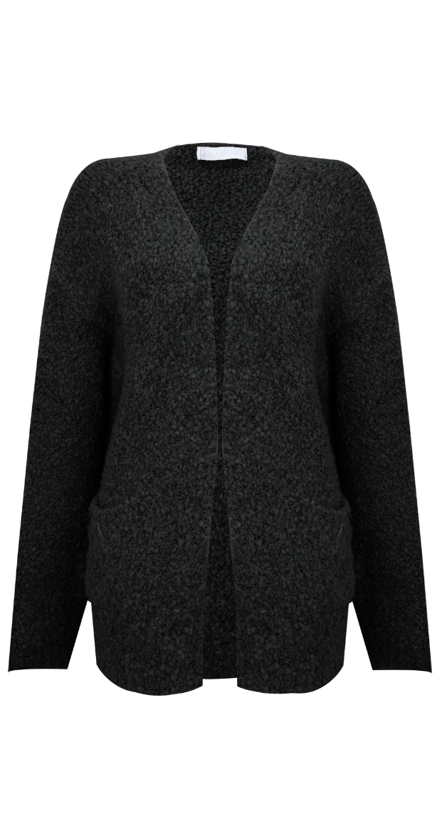 VALLIE WOOL BLEND SHORT CARDIGAN - CHARCOAL