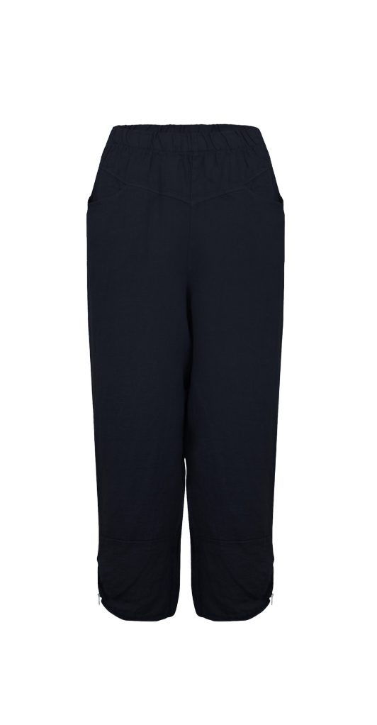 AMAZING WOMAN ORLA CROPPED LINEN TROUSER - NAVY