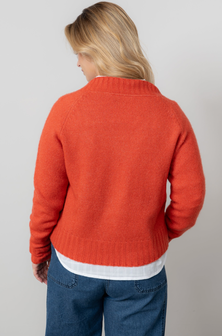 LILY AND ME 'V' NECK BOXY KNIT JUMPER - RED