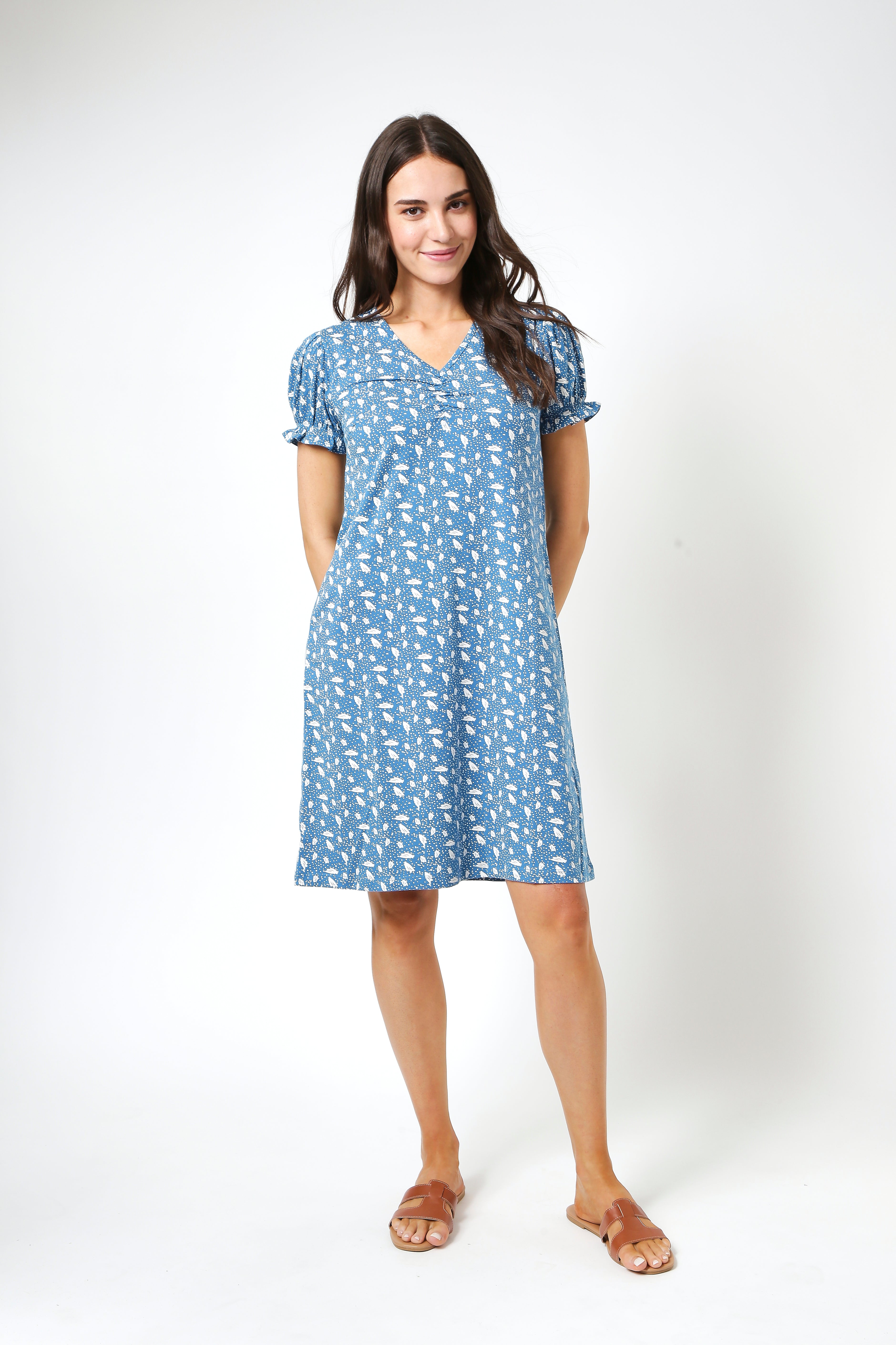FLORINA DRESS POLKA LEAF - TEAL