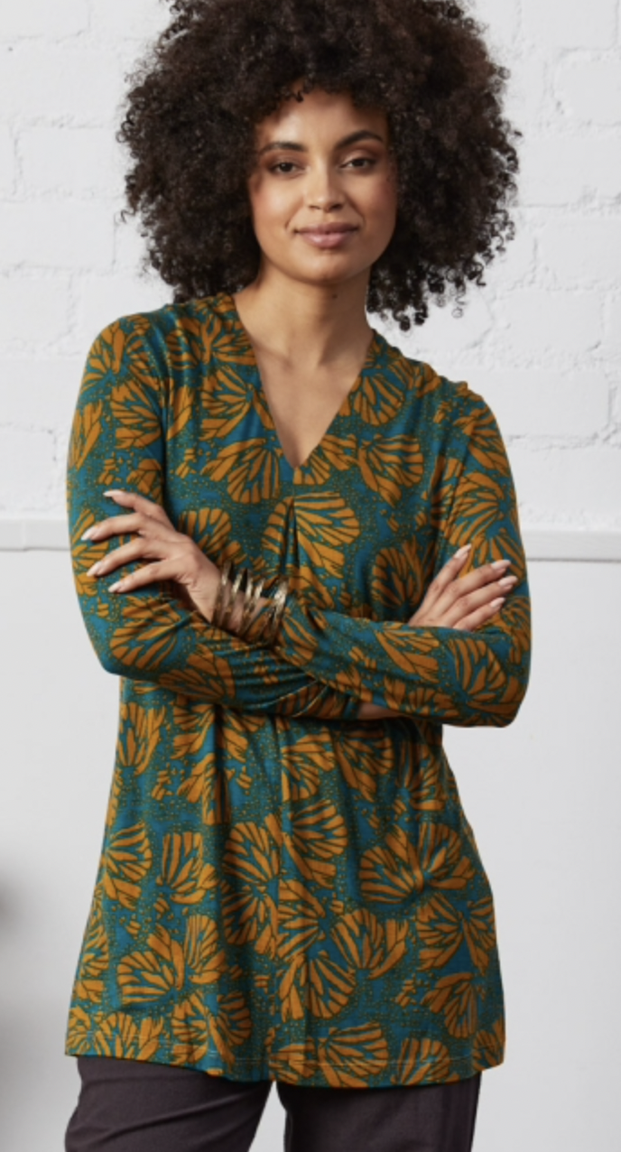 Lenzig Ecovero Pleat Top - Peacock