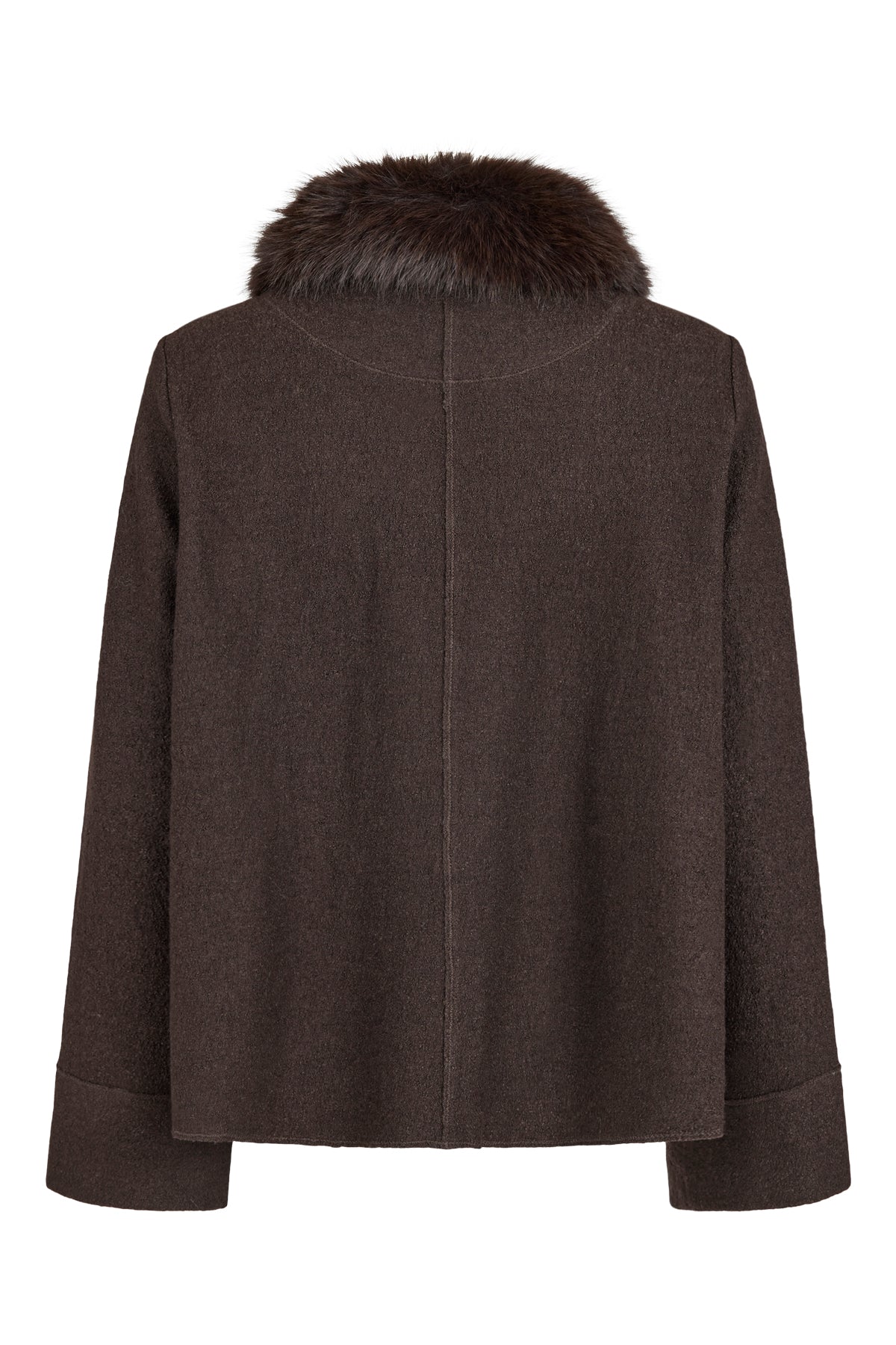 NOEN FAUX FUR COLLAR JACKET - CHOCOLATE