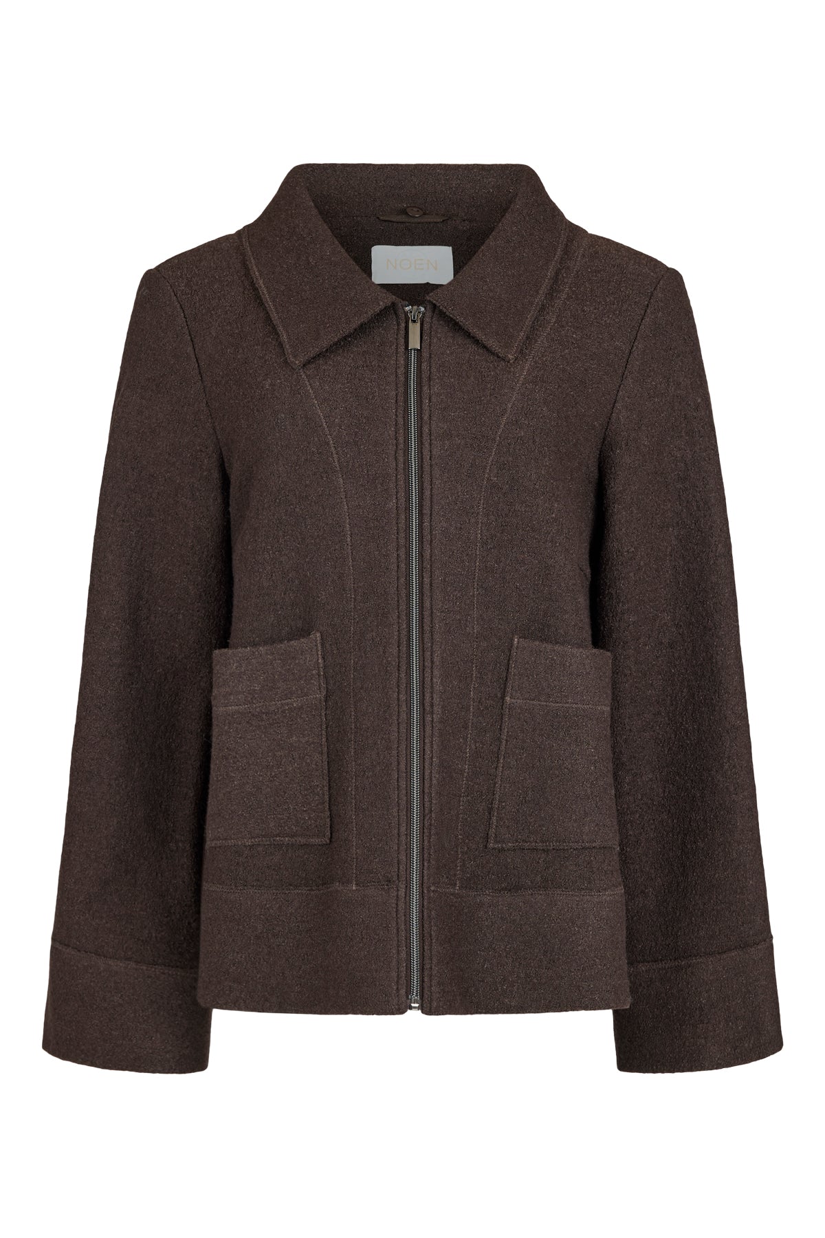 NOEN FAUX FUR COLLAR JACKET - CHOCOLATE