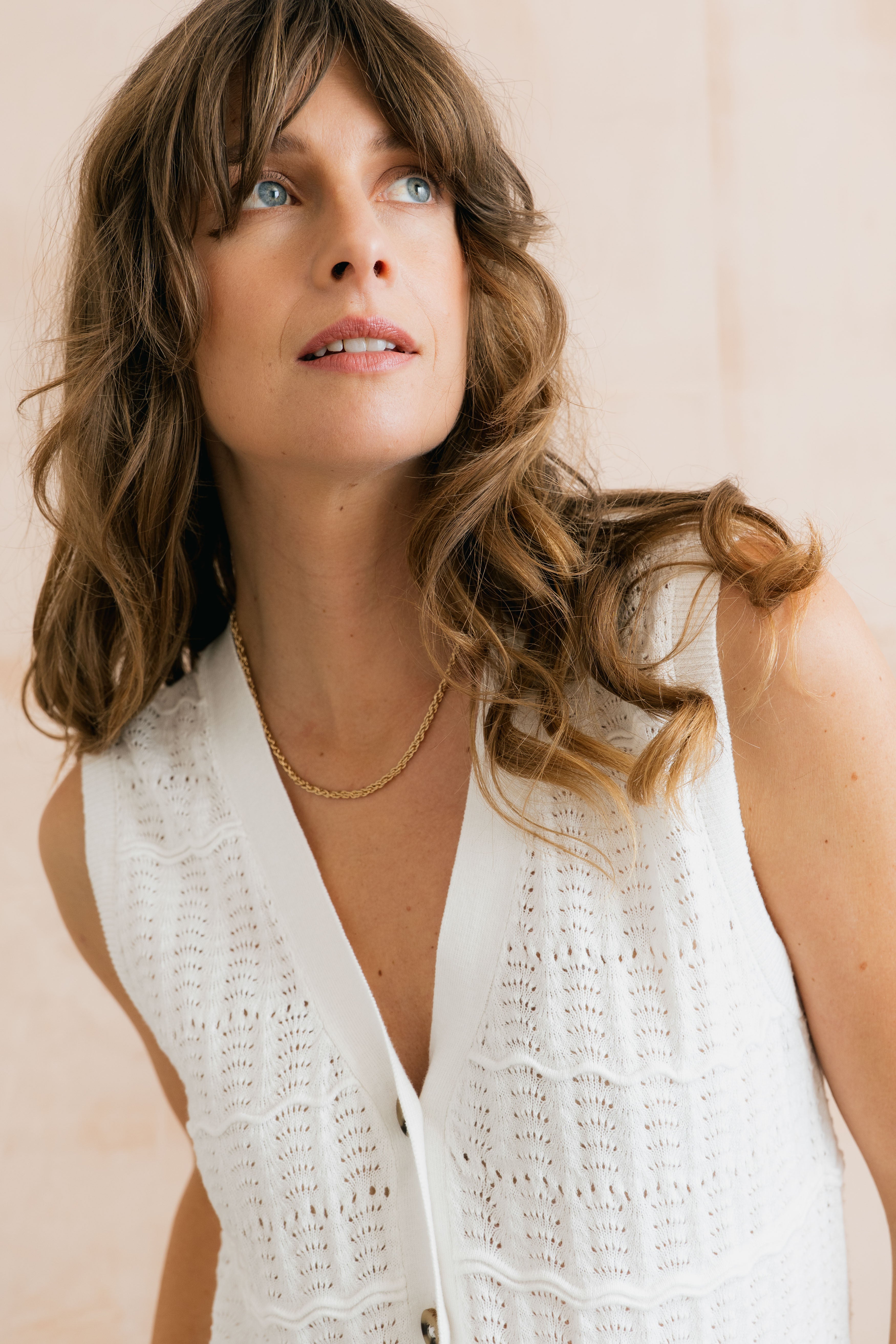 LILY &amp; ME POINTELLE KNIT SLEEVELESS TANK - WHITE