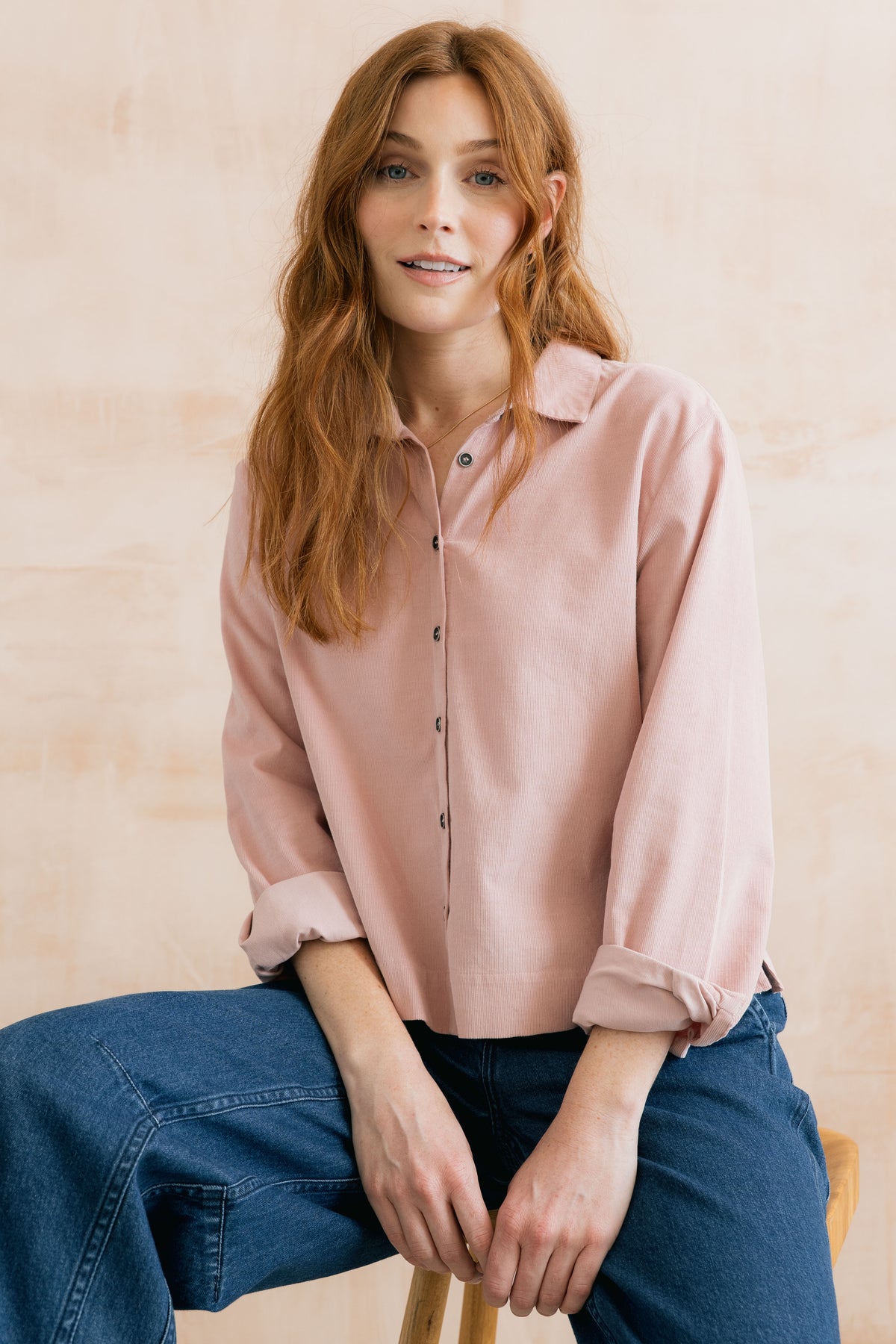 LILY &amp; ME ORGANIC COTTON PINCORD SHIRT - BLUSH