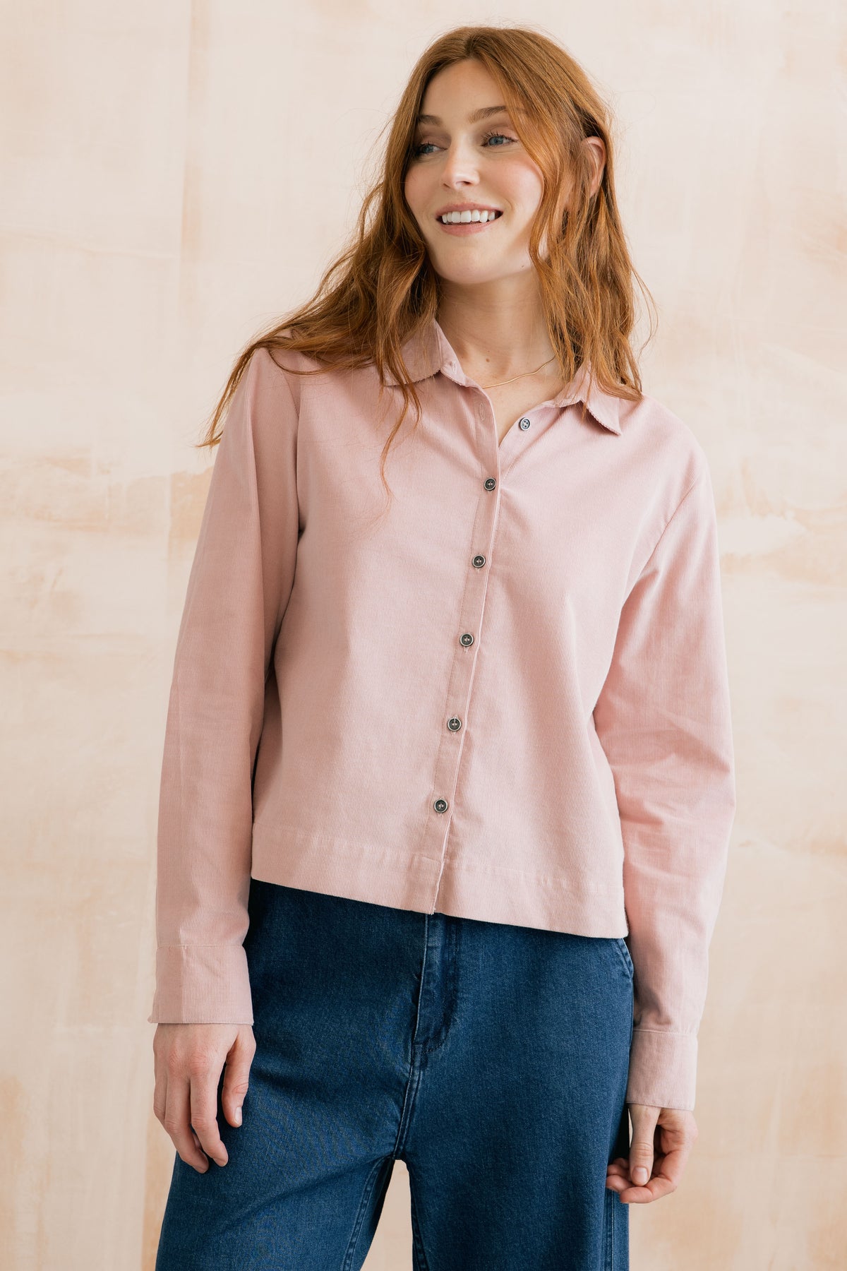 LILY &amp; ME ORGANIC COTTON PINCORD SHIRT - BLUSH
