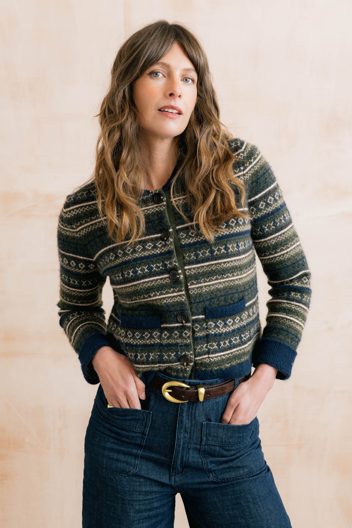 LILY &amp; ME CHESTNUT FAIRISLE JACKET - OLIVE