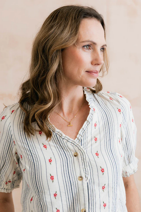 Lily &amp; Me Wren Embroidered Frill Blouse