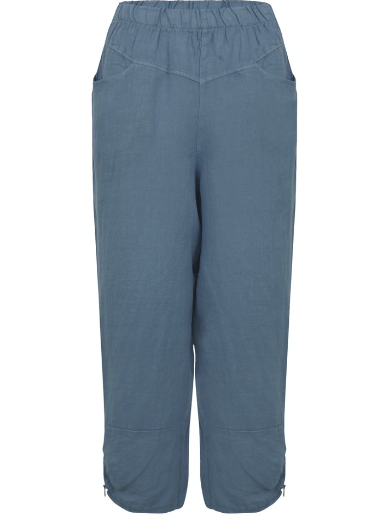 AMAZING WOMAN ORLA CROPPED LINEN TROUSER - DENIM BLUE