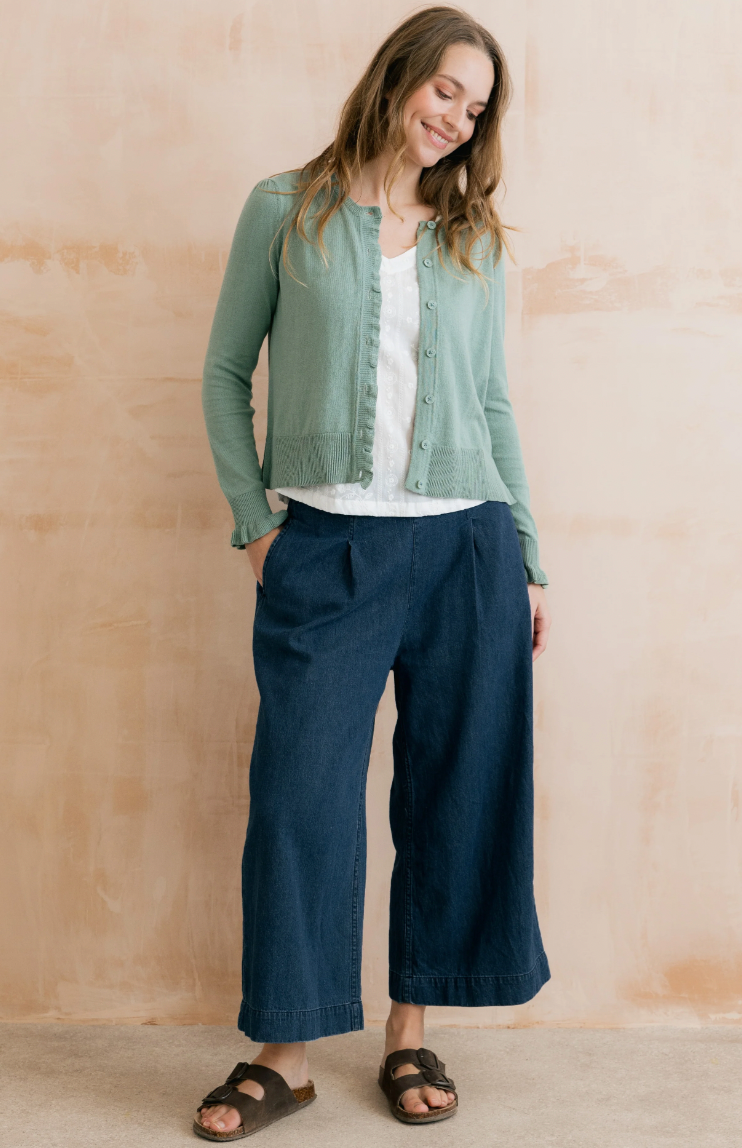 LILY &amp;  ME LAUREN RUFFLE CARDIGAN - OCEAN