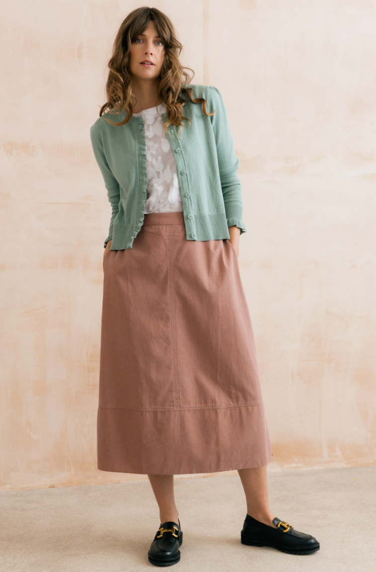 LILY &amp;  ME LAUREN RUFFLE CARDIGAN - OCEAN