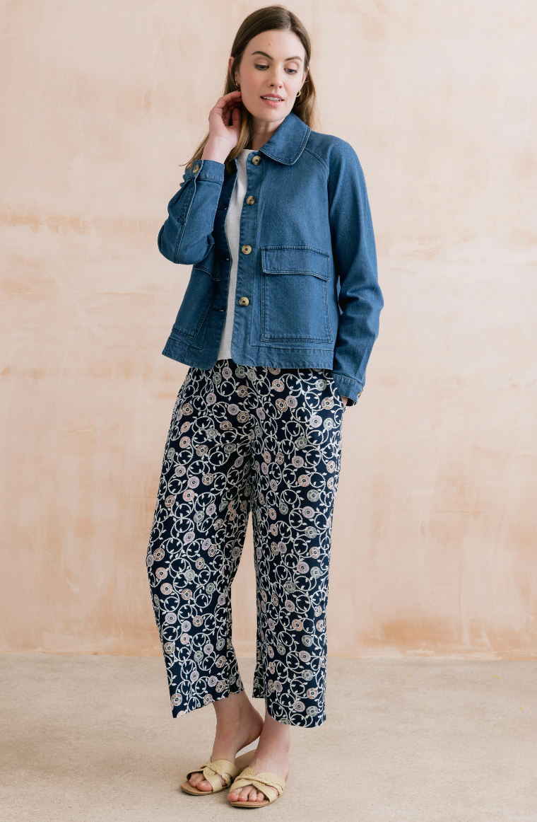 LILY &amp; ME GRETA TROUSER SEA HOLLY PRINT - NAVY